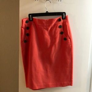 Coral Linen Pencil Skirt